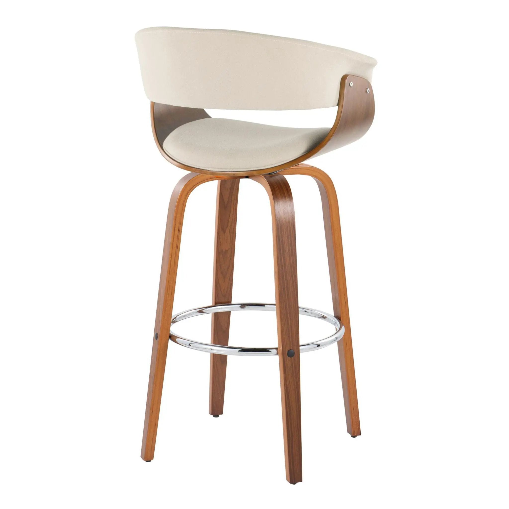 Vintage Mod - Mid Century Modern Fixed Height Barstool With Swivel With Round Footrest (Set of 2) by Unique Piece Furniture