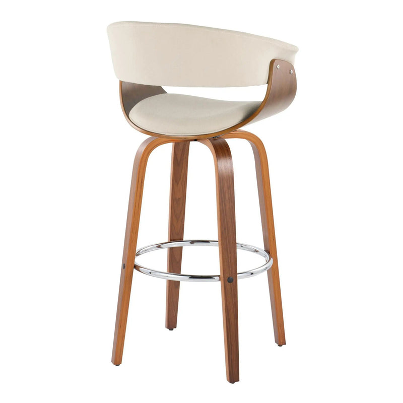 Vintage Mod - Mid Century Modern Fixed Height Barstool With Swivel With Round Footrest (Set of 2) by Unique Piece Furniture