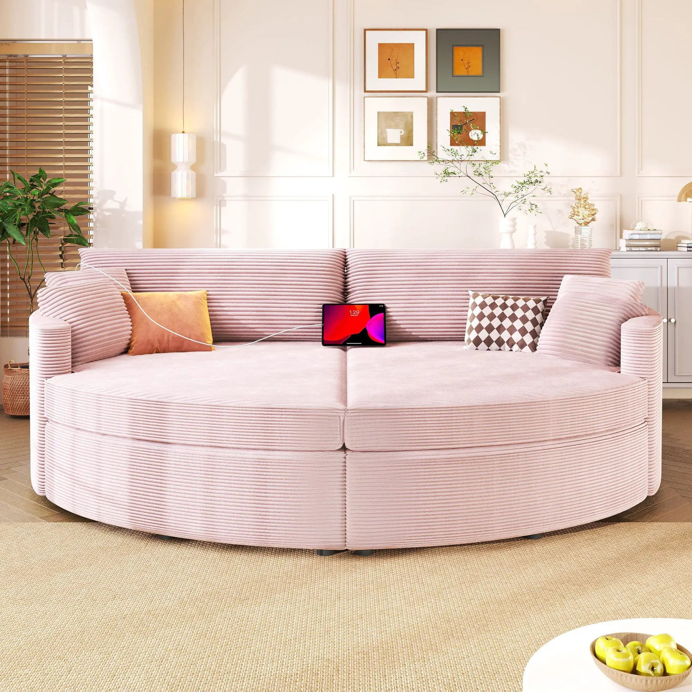 Oversized Double Chaise Lounge Sofa With USB Ports by HouseOfZazla