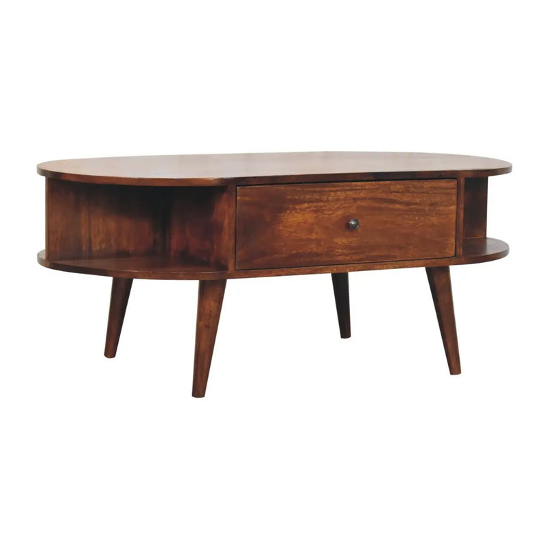 Oval Coffee Table With 1 Drawer - Chestnut by Unique Piece Furniture