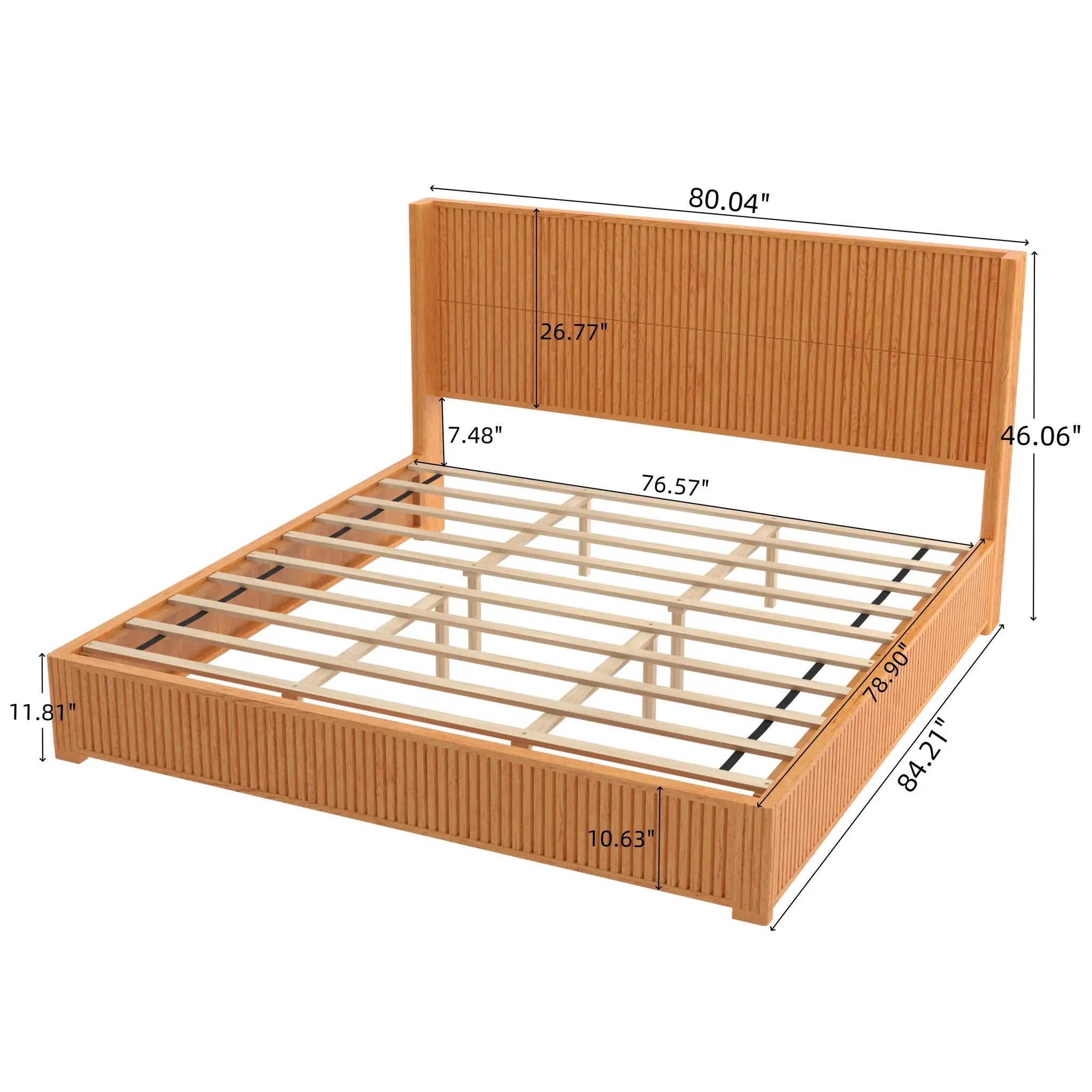 Solid Wood Platform Bed Frame with Headboard, King Size by HouseOfZazla
