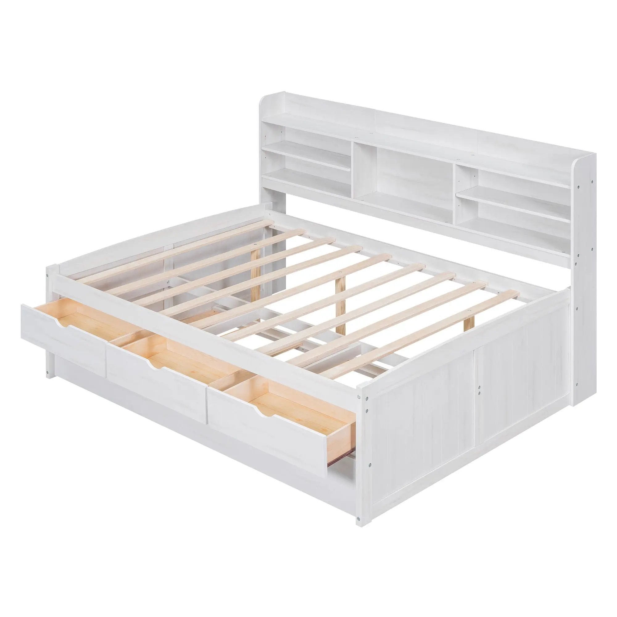 Captain Bed With Built In Bookshelves, 3 Storage Drawers, And Trundle by HouseOfZazla
