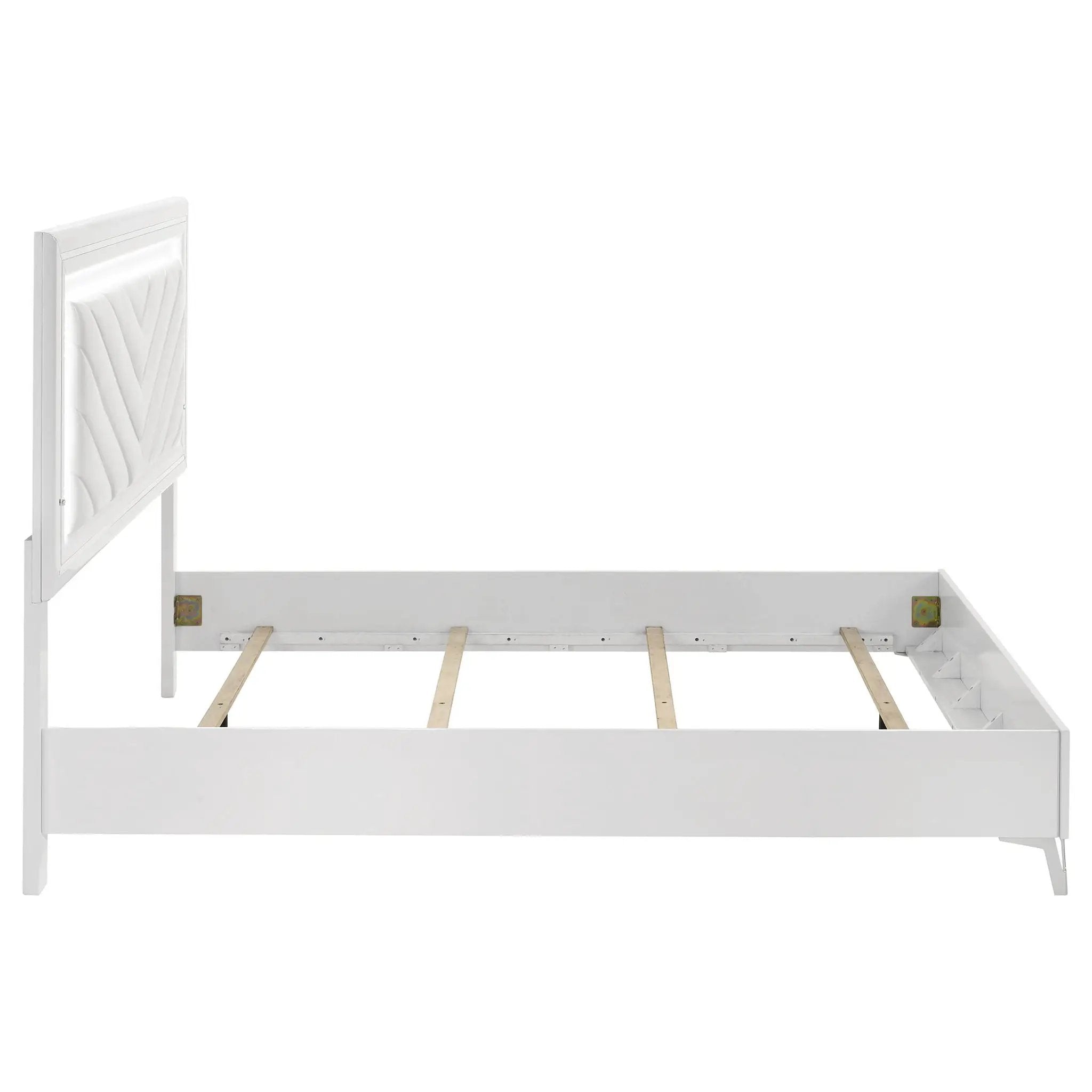 Cassia Queen LED Panel Bed White High Gloss by Unique Piece Furniture