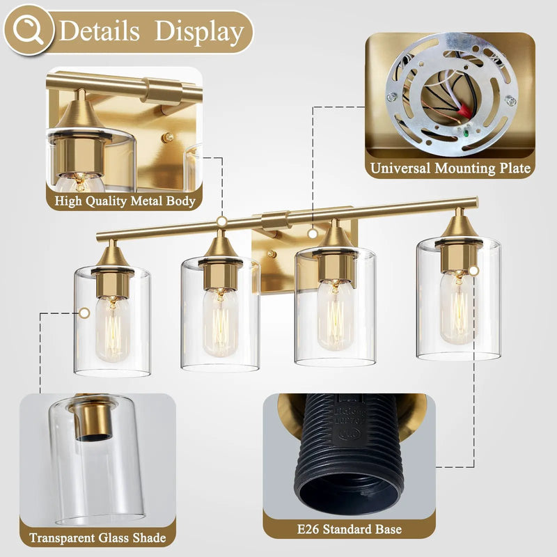 4-Light Brushed Bathroom Vanity Wall Light by HouseOfZazla