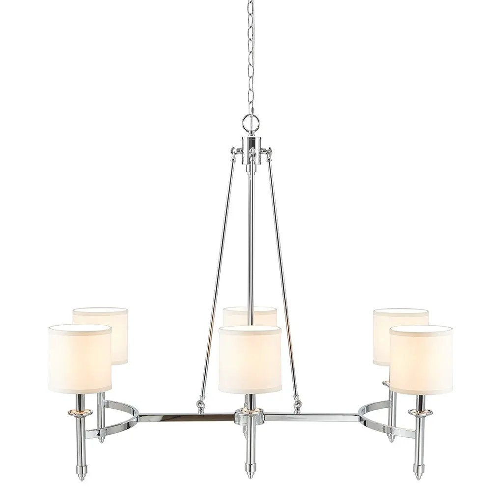 6-Light Chandelier with Fabric Drum Shades by HouseOfZazla