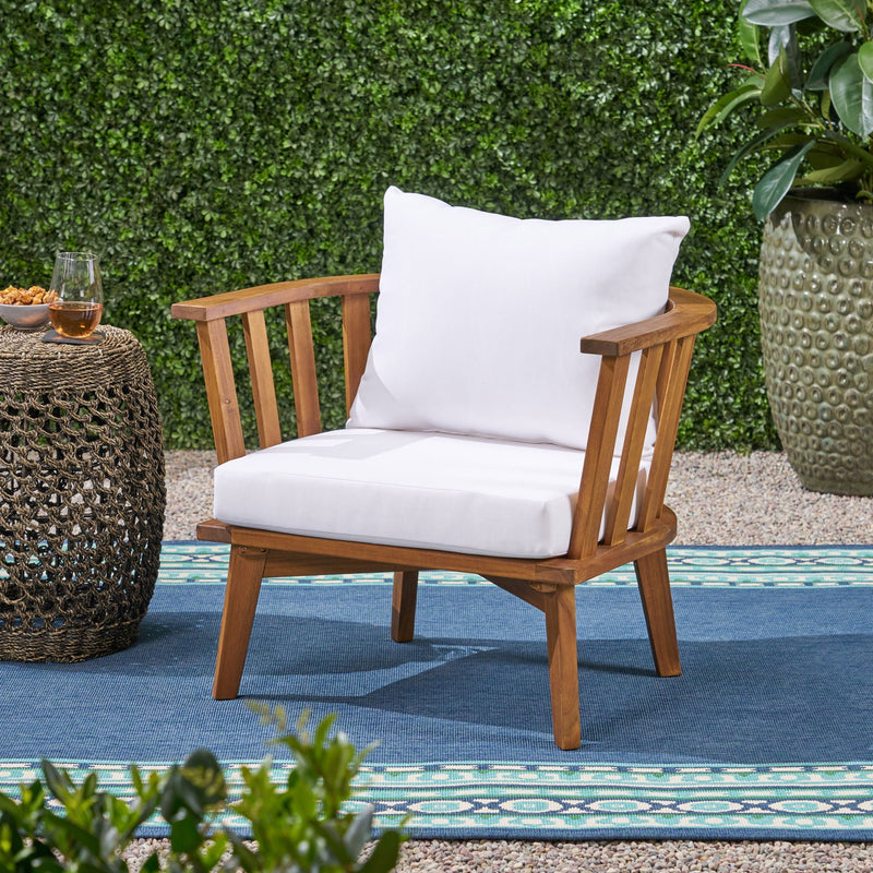 Outdoor Club Chair with Curved Backrest and Frame - White by HouseOfZazla