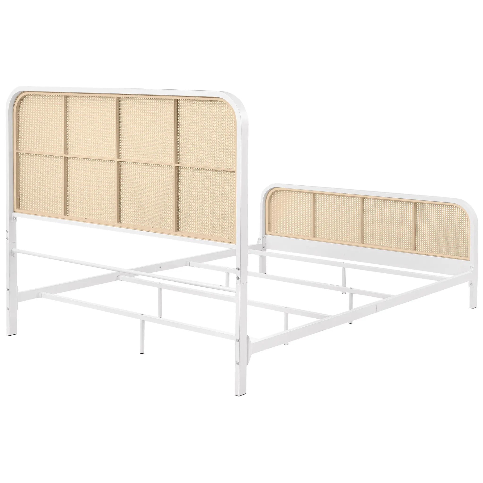 Lanewood Open Cane Webbing Metal Queen Bed White by Unique Piece Furniture
