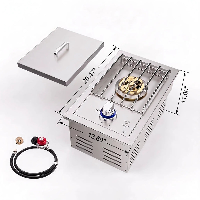 Single Grilling Side Burner, 17,000BTU Liquid Propane by HouseOfZazla