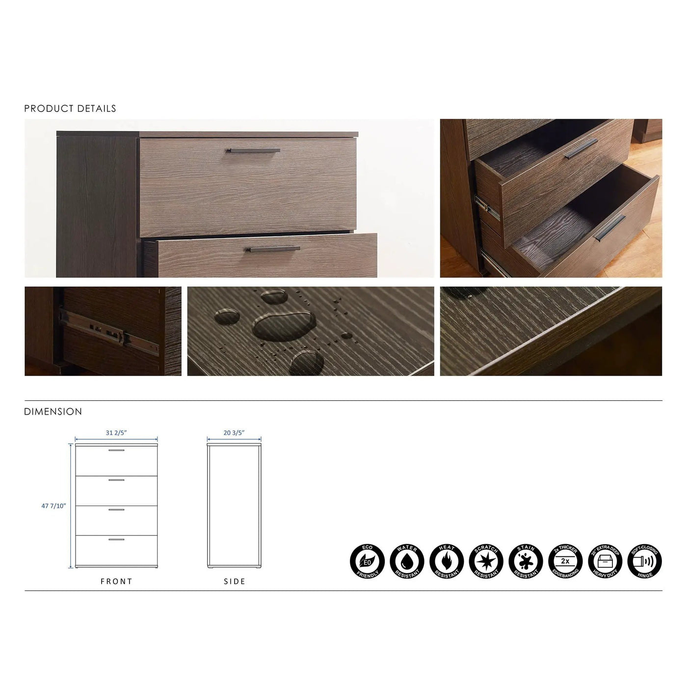 Oliver - Farmhouse Jumbo Chest With 4 Drawer Storage by HouseOfZazla