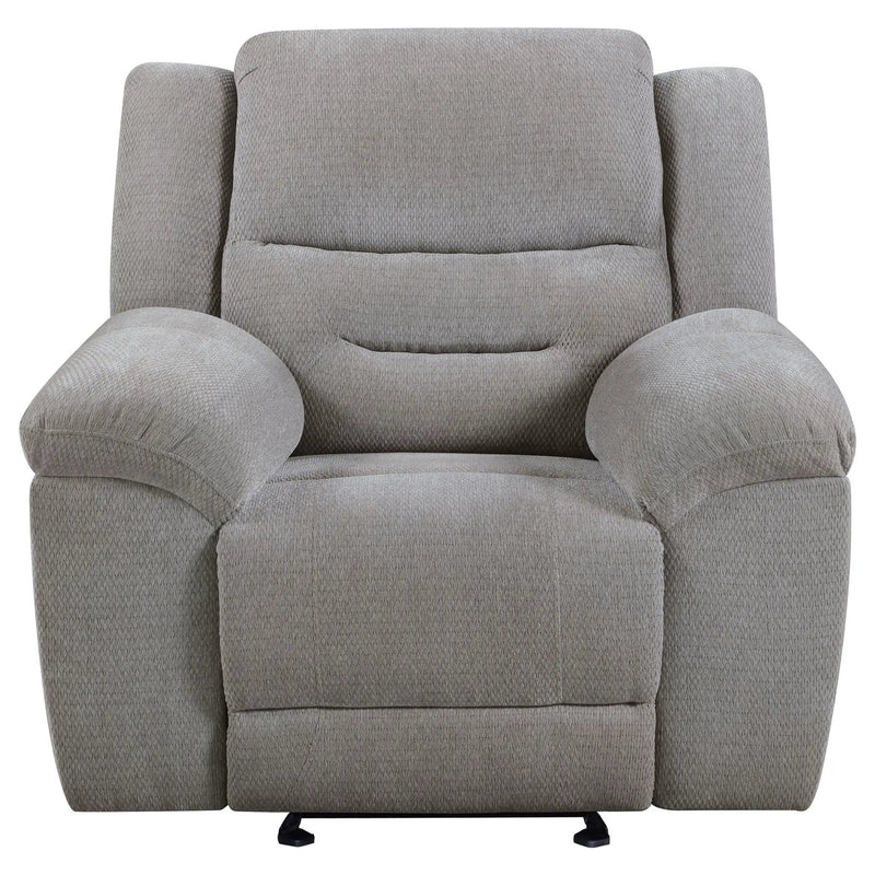 Sebring - Upholstered Glider Recliner Chair With Manual Recline And Smooth Gliding Motion - Gray by HouseOfZazla