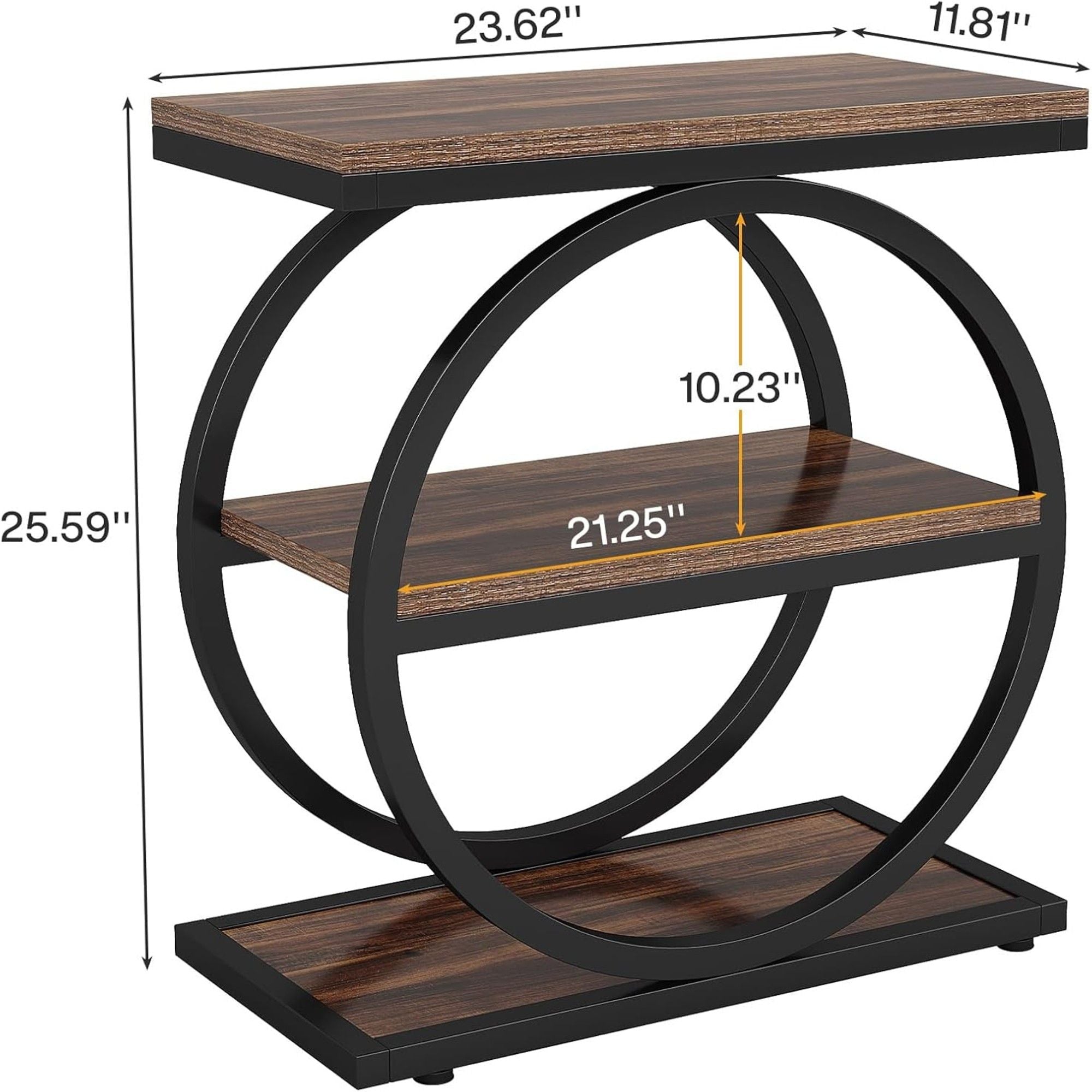 Slim End Tables With 3 Shelves, Compact (Set of 2) - Brown by HouseOfZazla