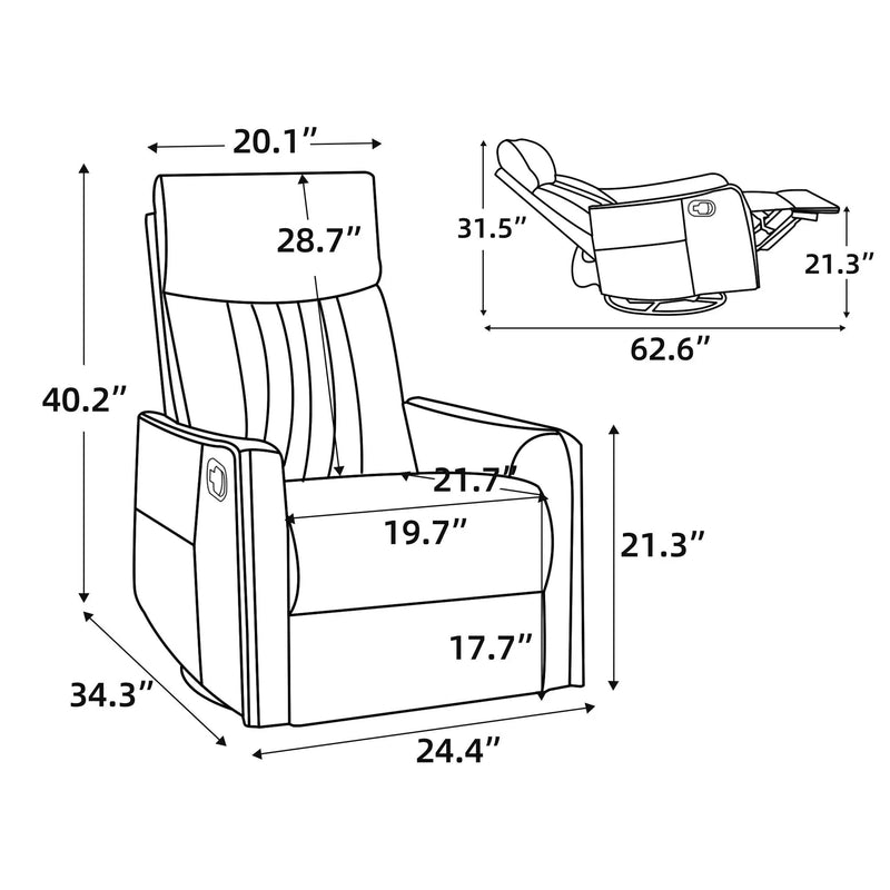 Brown Faux Leather Heat Massage Manual Recliner Chair by HouseOfZazla