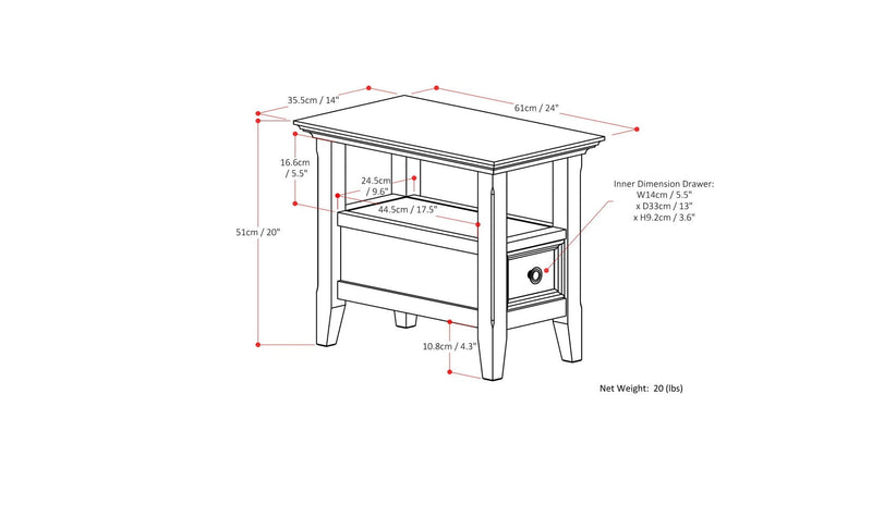 Amherst - Narrow Side Table - Hickory Brown by HouseOfZazla
