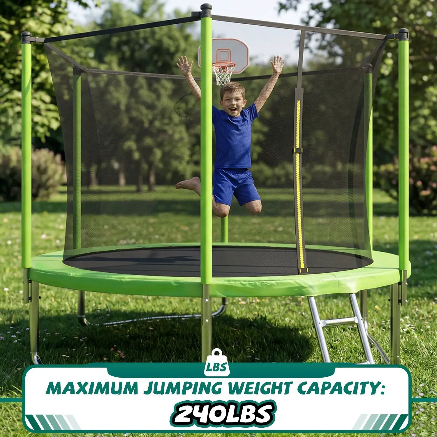 10FT Trampoline with Basketball Hoop and Ladder by HouseOfZazla