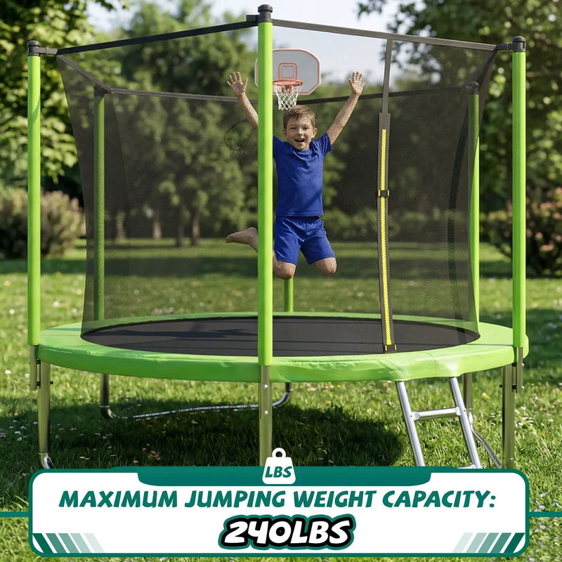 10FT Trampoline with Basketball Hoop and Ladder by HouseOfZazla