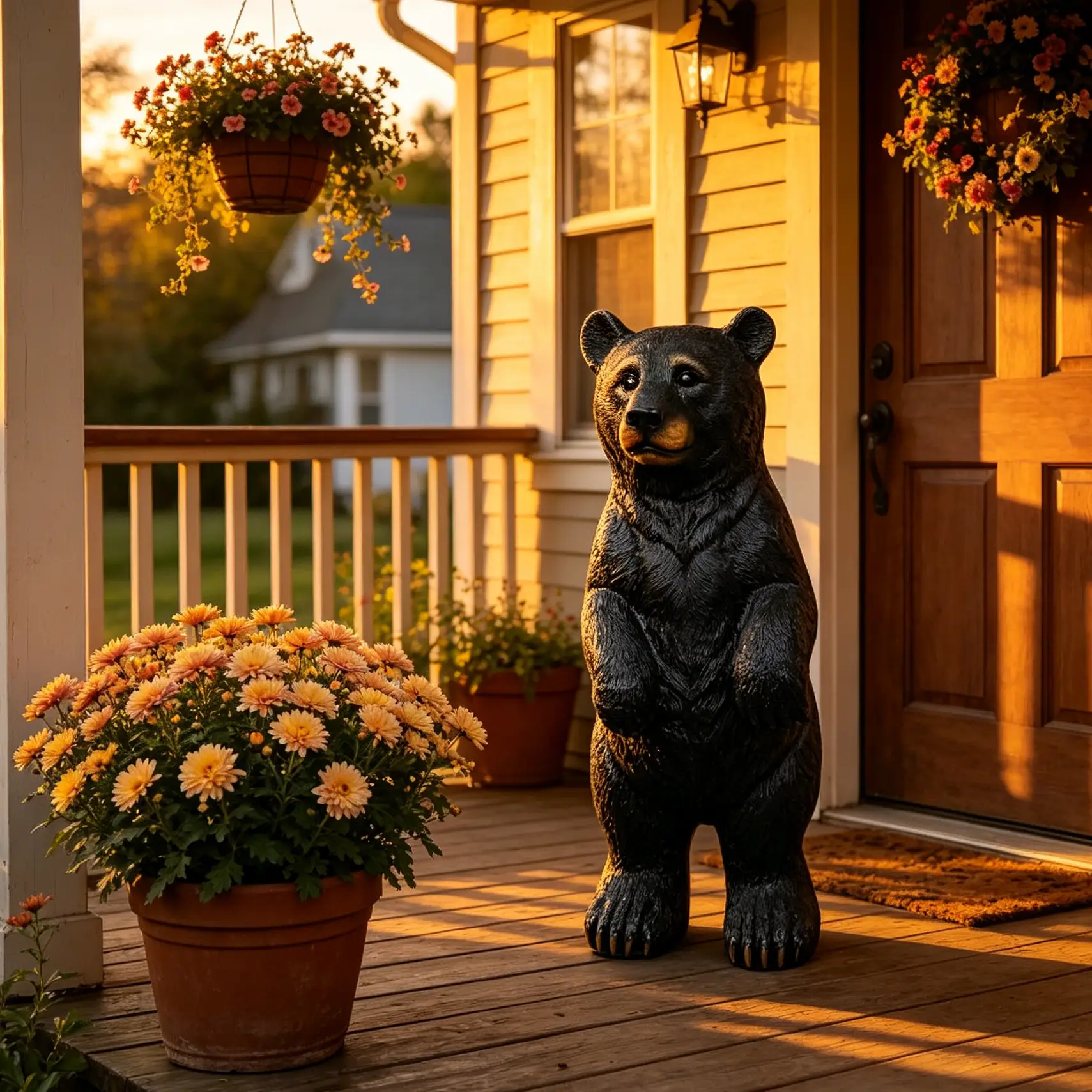 19.69" Weather Resistant Resin Standing Black Bear Sculpture by HouseOfZazla