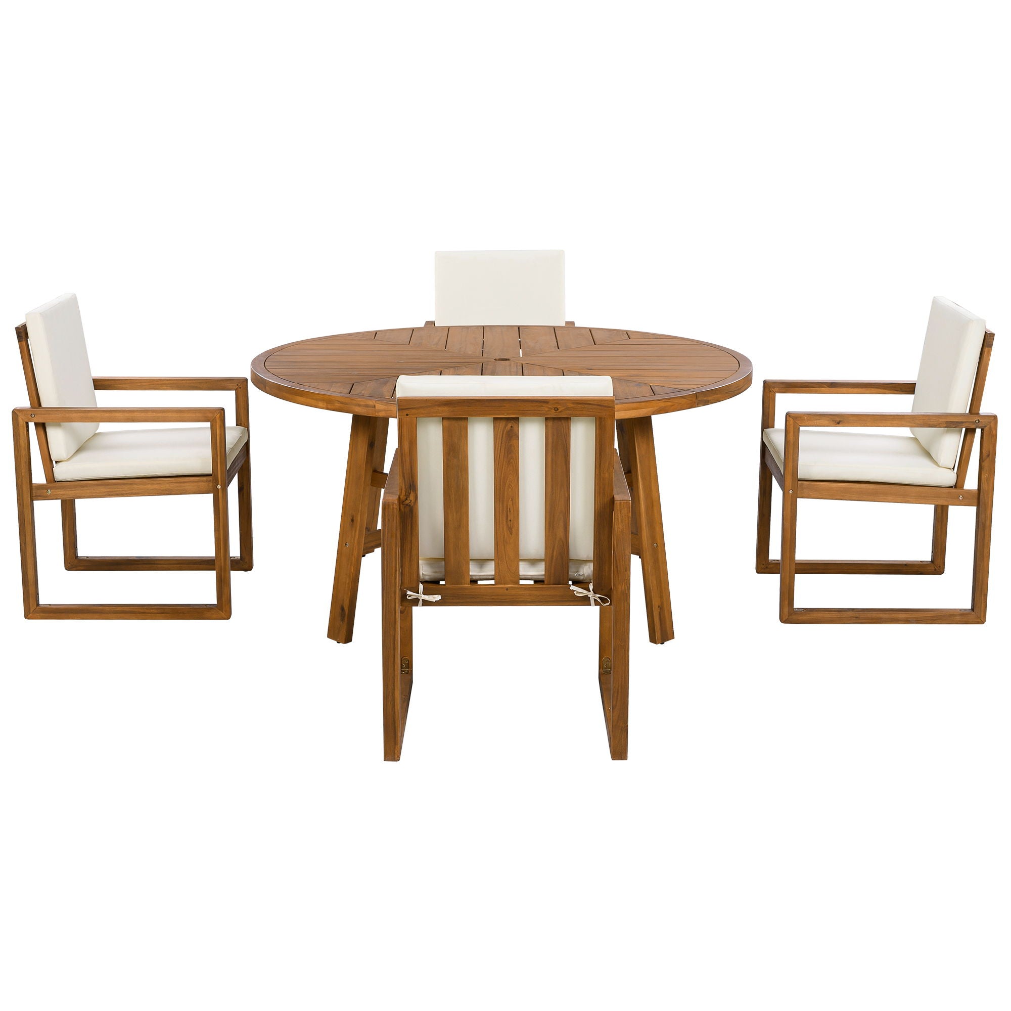 5 Piece Outdoor Patio Dining Set With 4 Armchairs And Table - Beige by HouseOfZazla