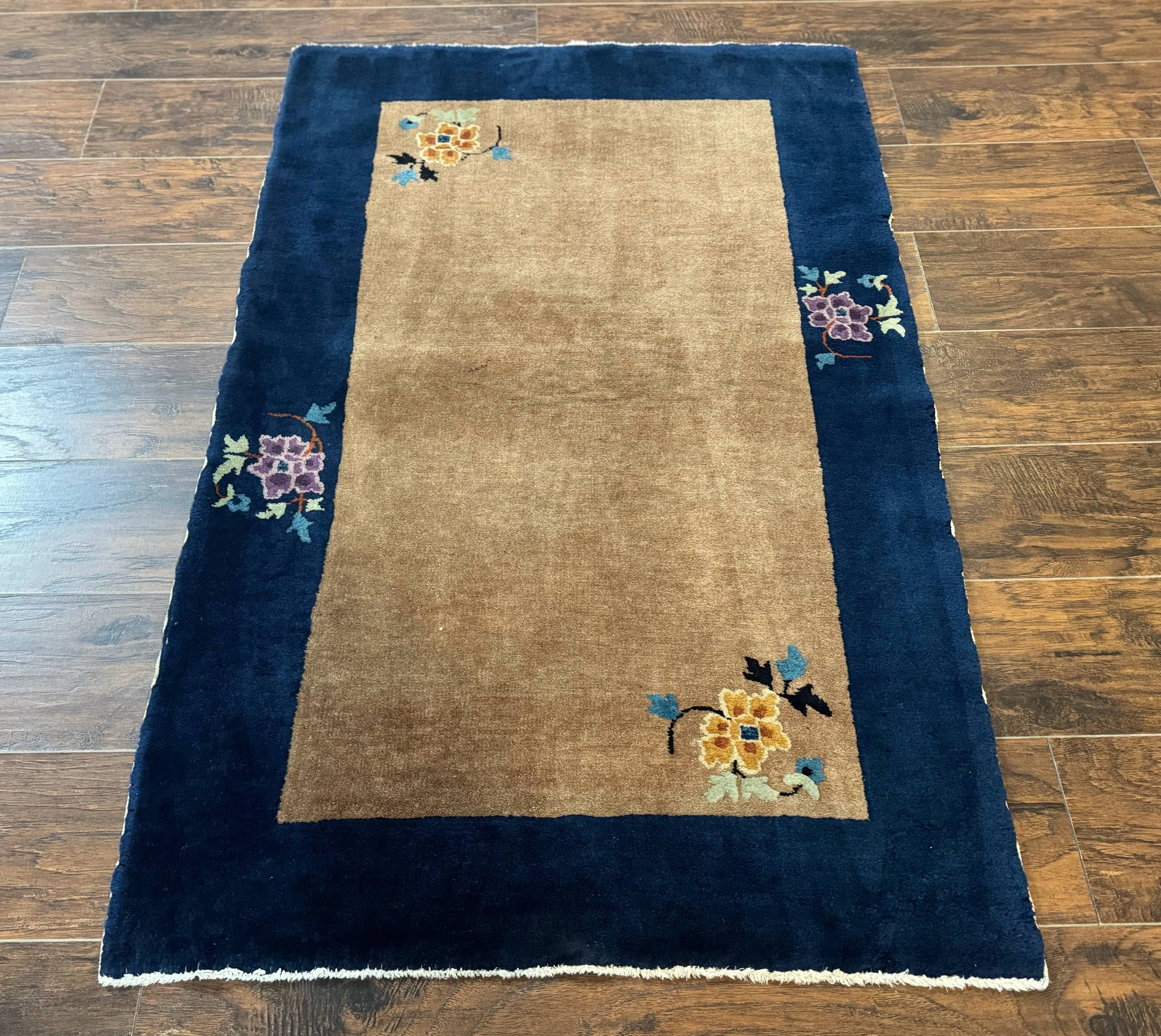 Chinese Rug 3x5, Antique Peking Art Deco Carpet, Simple Design by Jewel Rugs