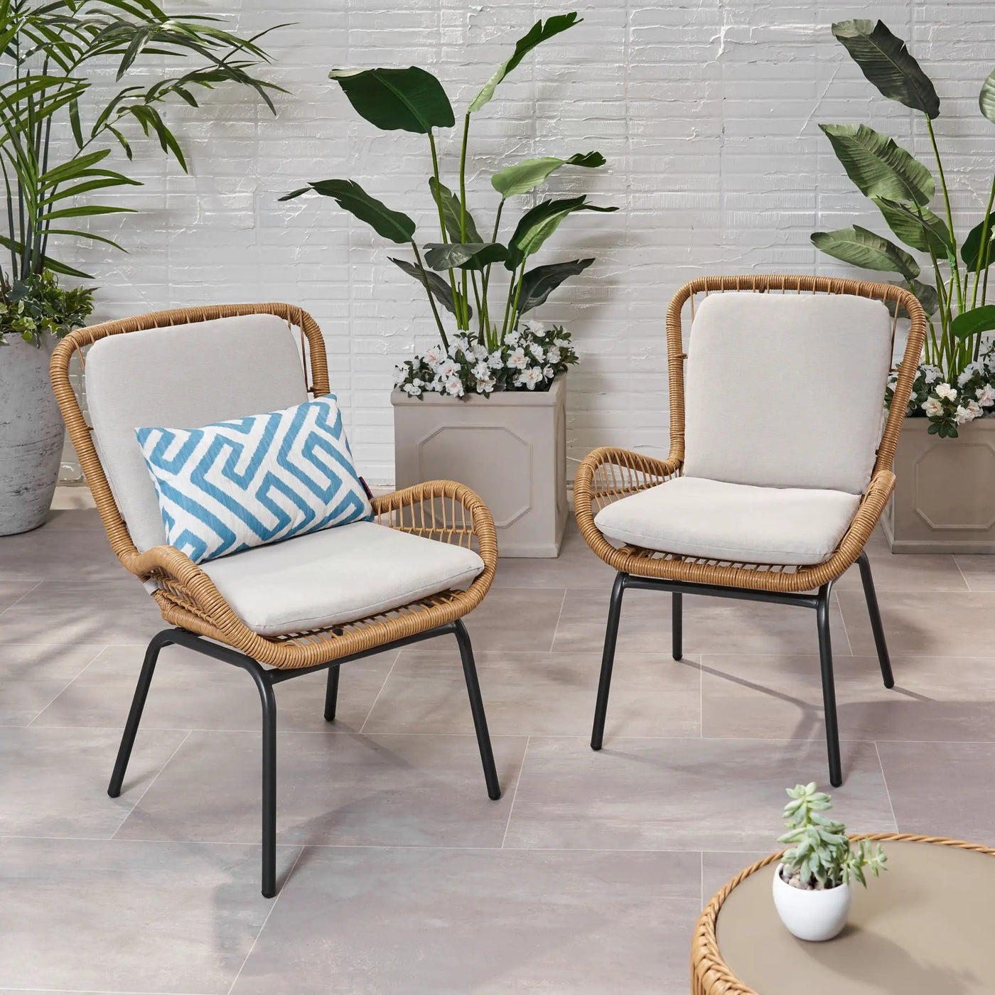 Outdoor Wicker Club Chair With Cushions (Set of 2) by HouseOfZazla