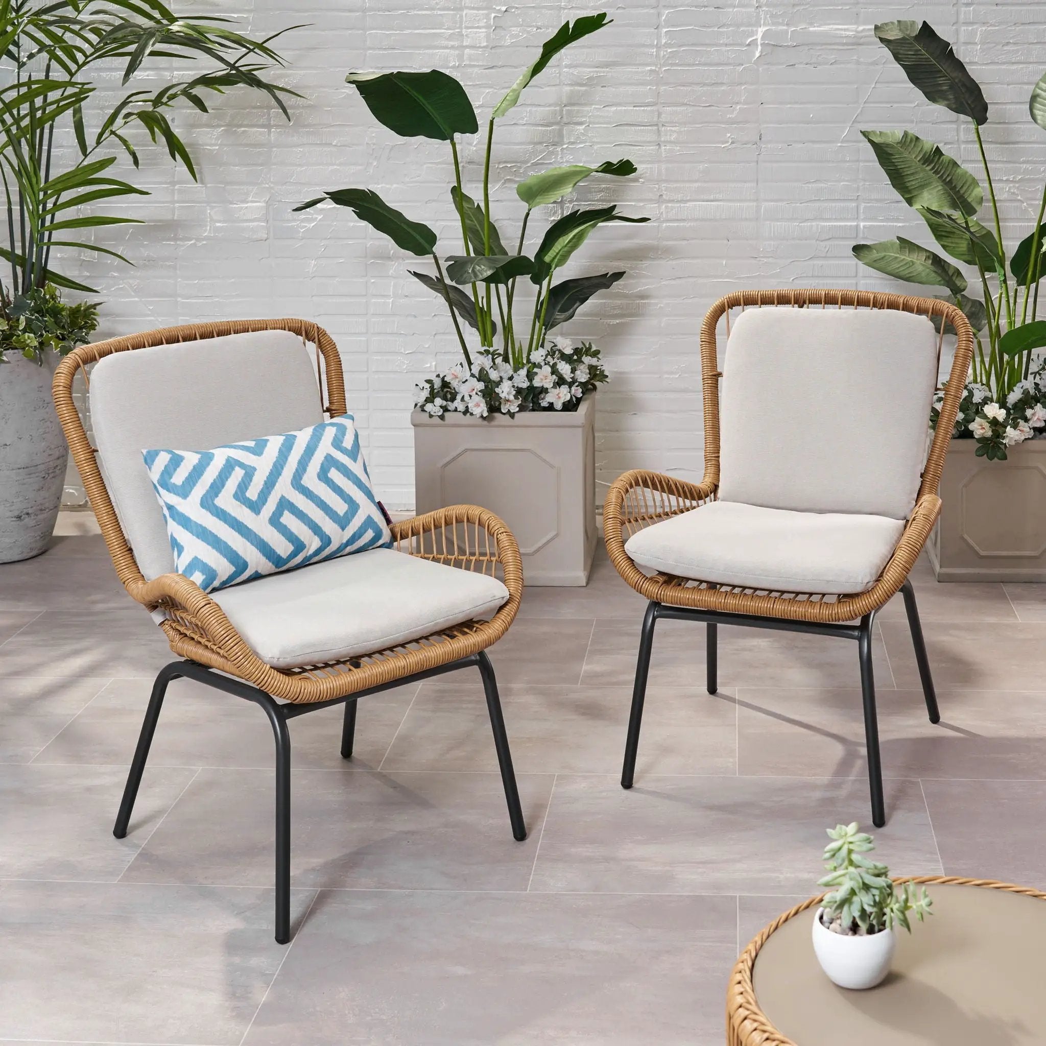 Outdoor Wicker Club Chair With Cushions (Set of 2) by HouseOfZazla