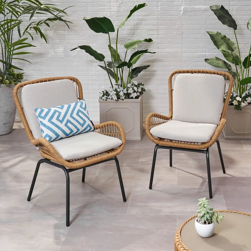 Outdoor Wicker Club Chair With Cushions (Set of 2) by HouseOfZazla