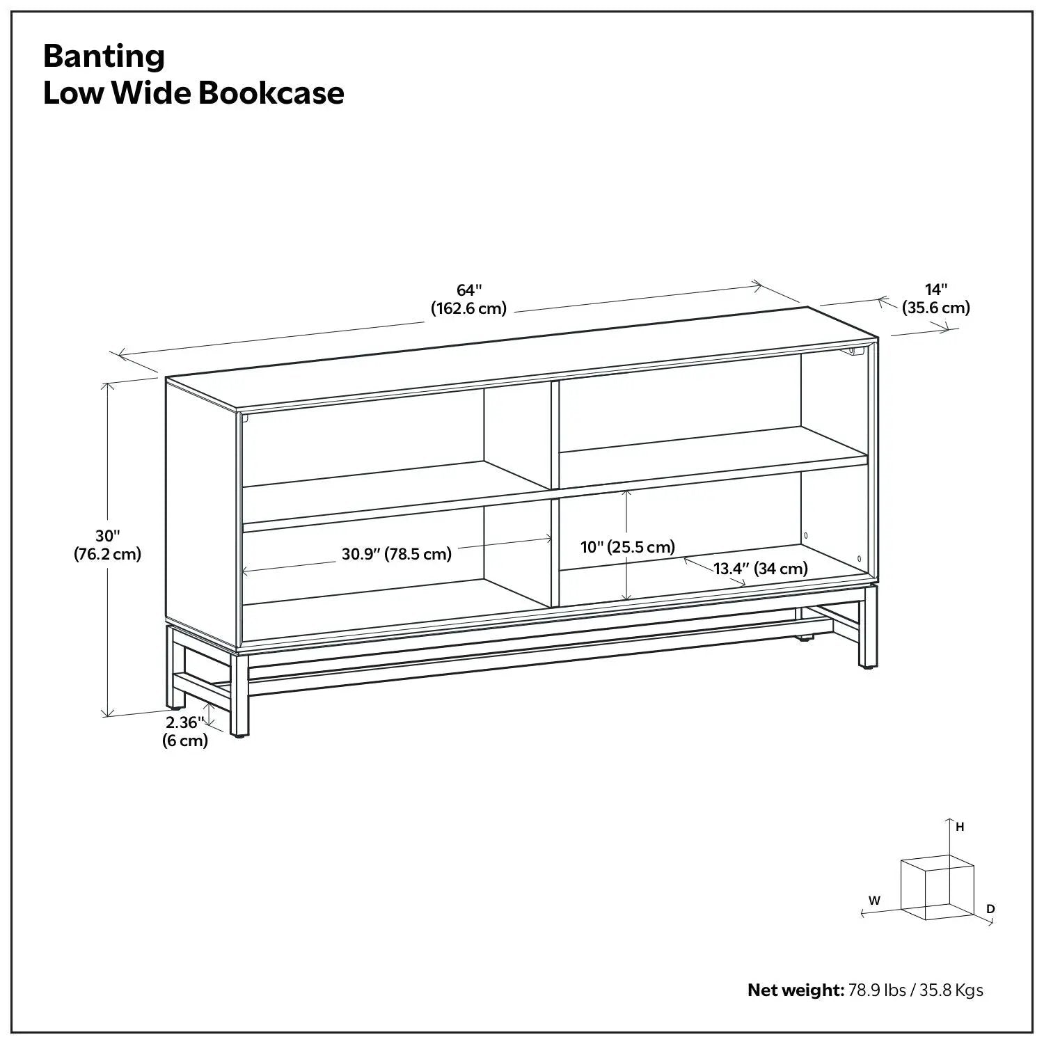 Banting - Low Wide Bookcase - Walnut Brown by HouseOfZazla