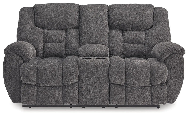 Foreside - Dbl Reclining Loveseat with Console - Charcoal by Unique Piece Furniture