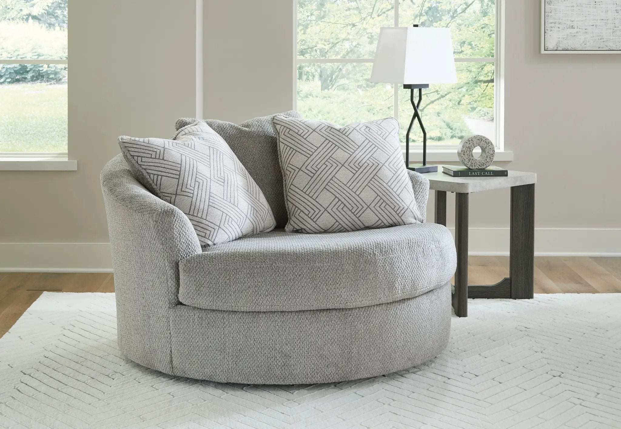 Casselbury - Oversized Swivel Accent Chair - Cement by Unique Piece Furniture