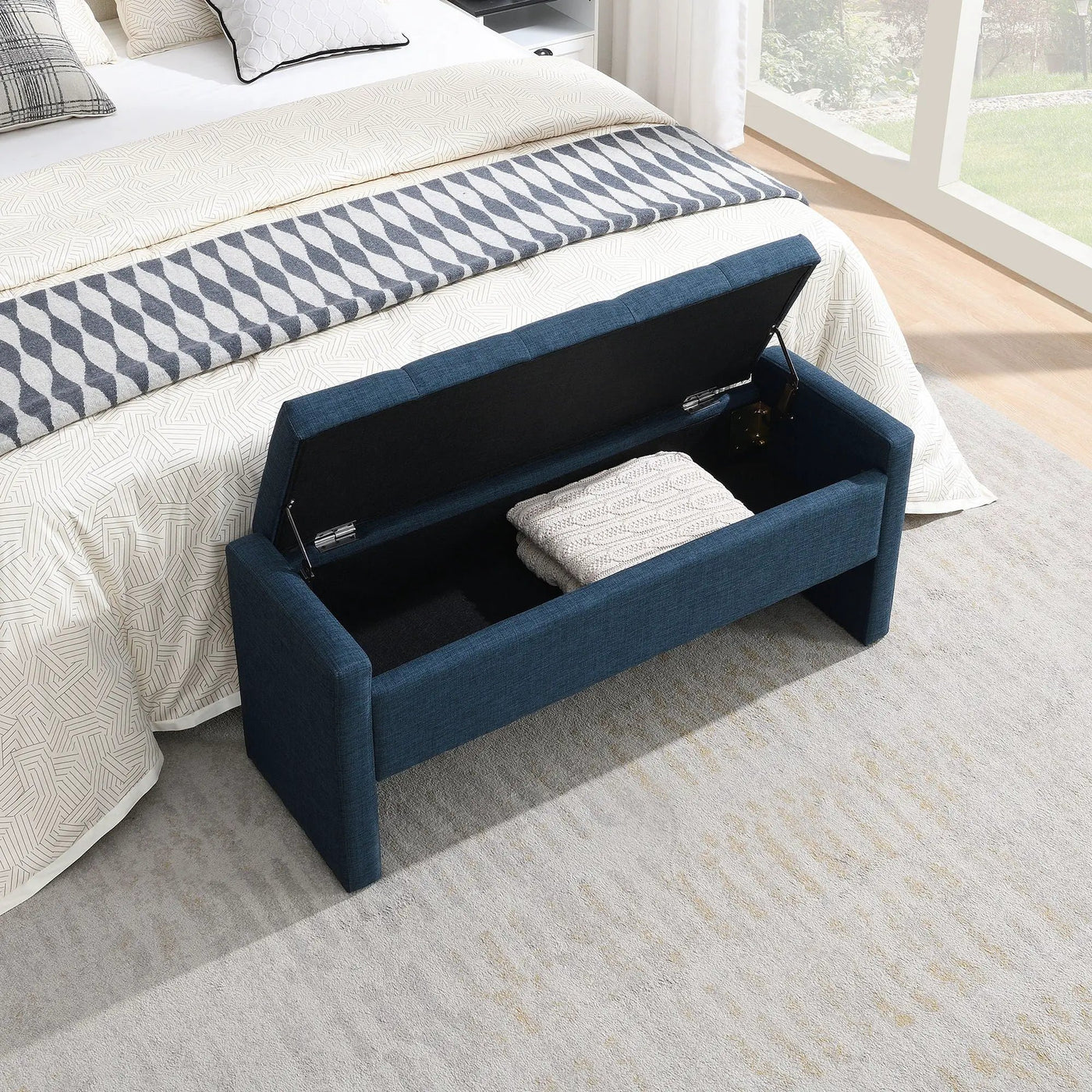 Modern Upholstered Large Bed End Bench With Storage by HouseOfZazla