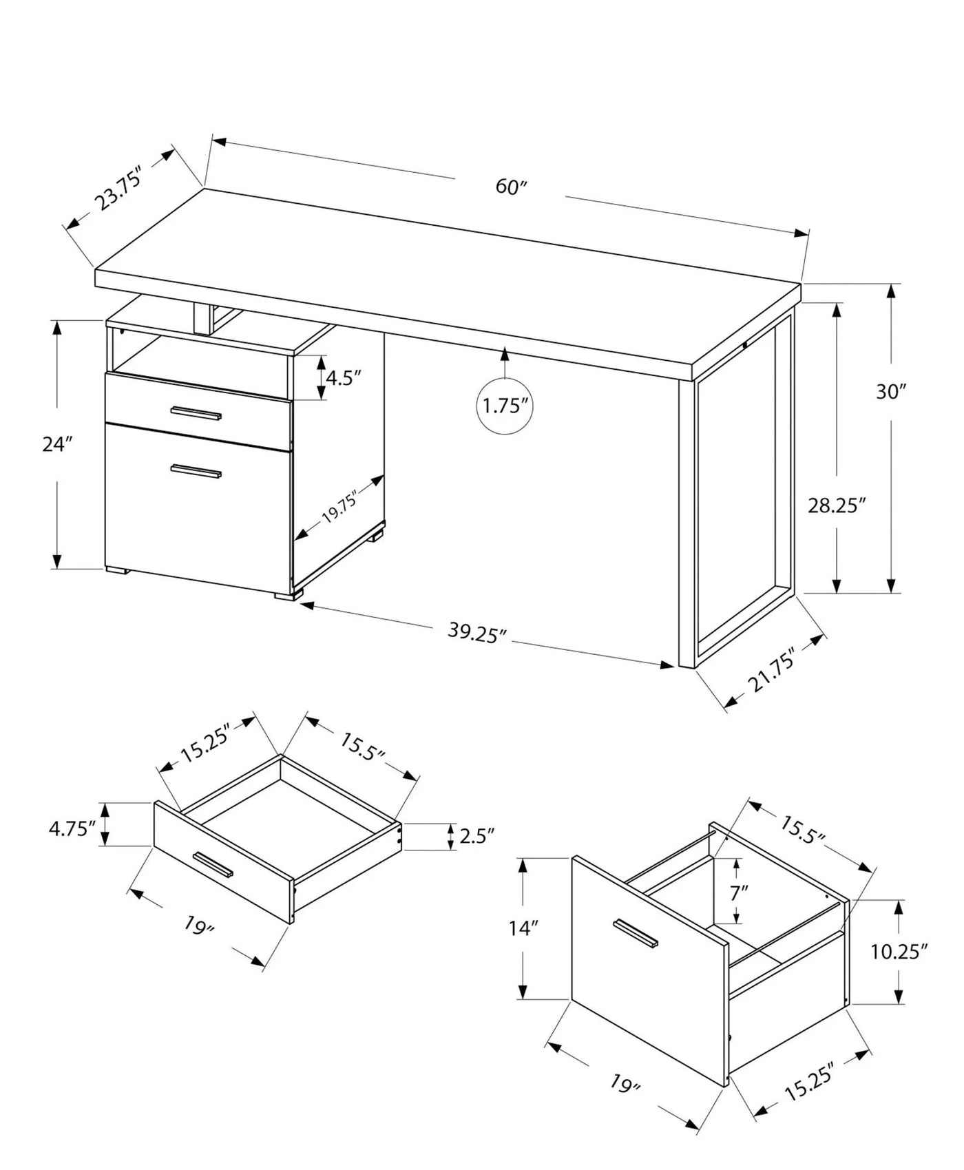Computer Desk for Home Office with Storage Drawers by HouseOfZazla