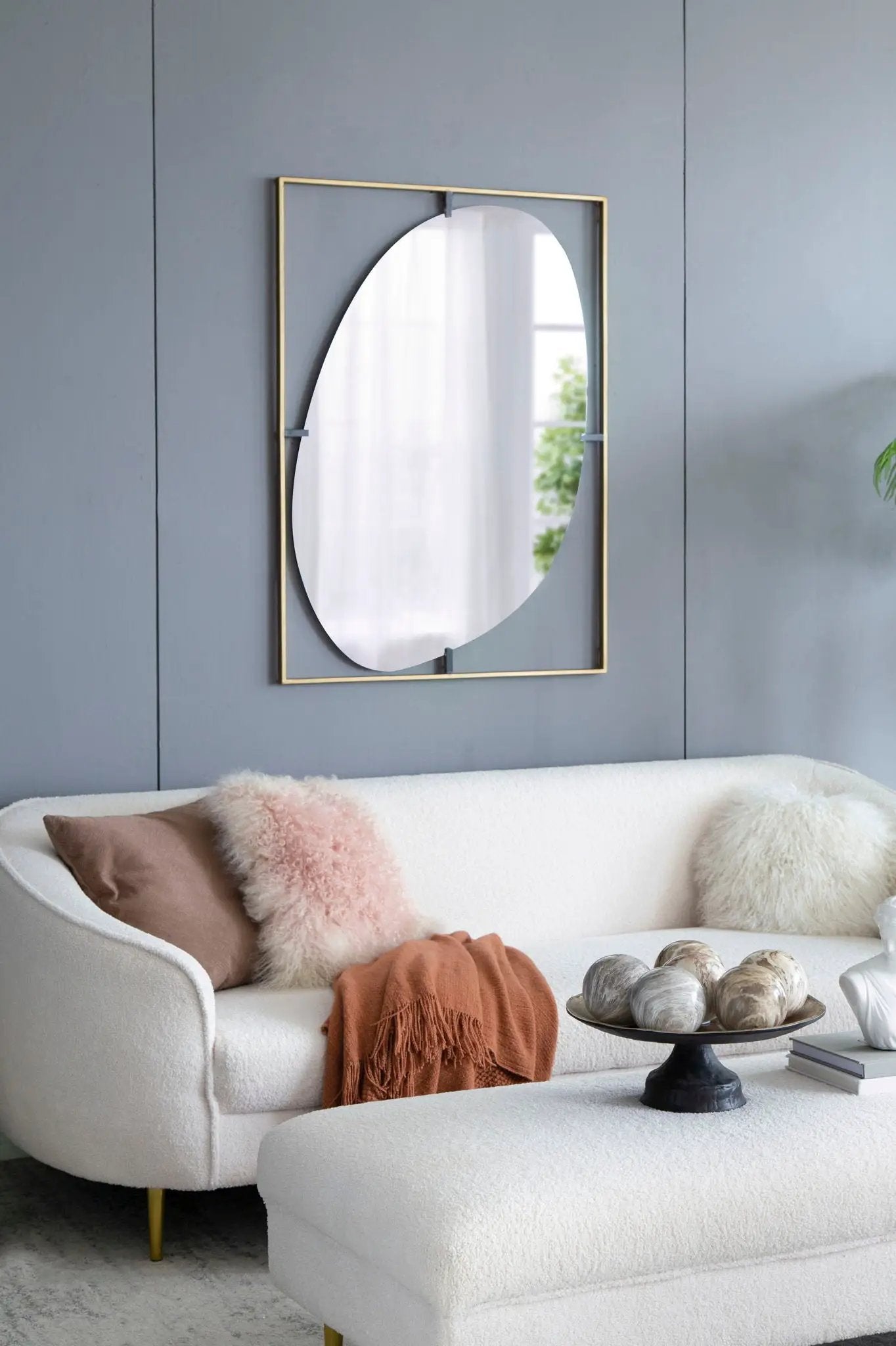 Poppy Mirror With Metal Frame Contemporary Design For Bathroom, Entryway Wall Decor by HouseOfZazla