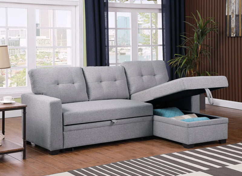 Upholstered Pull Out Sectional Sofa With Chaise by Unique Piece Furniture