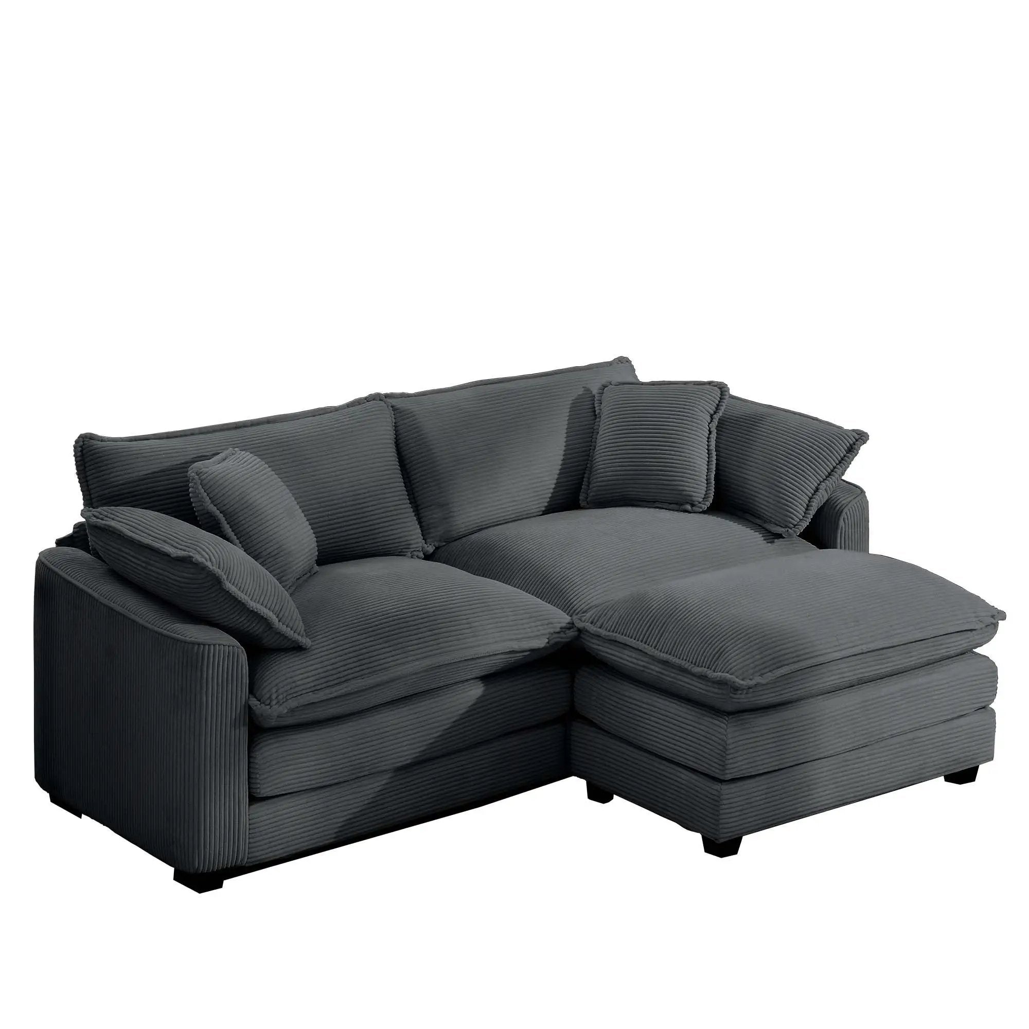 Modern Oversized Modular Cushion Sofa With Ottoman, Low Back, Deep Seating Sofa Set by Unique Piece Furniture