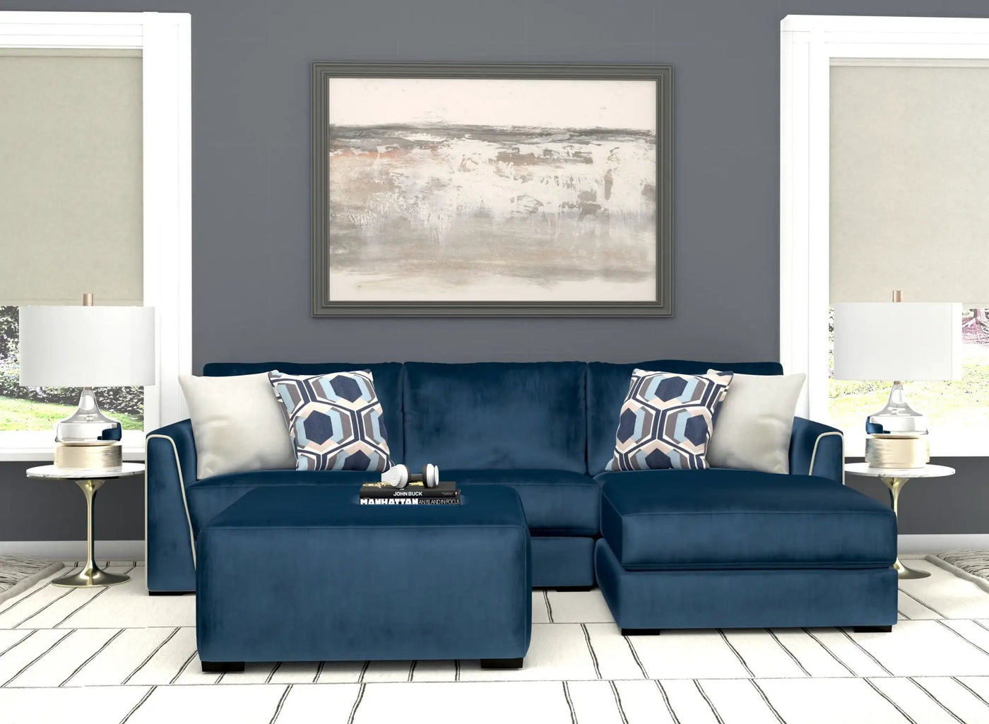 Jetson - Sectional With Comfort Coil Seat Cushions, Included Accent Pillows & Cocktail Ottoman by Unique Piece Furniture