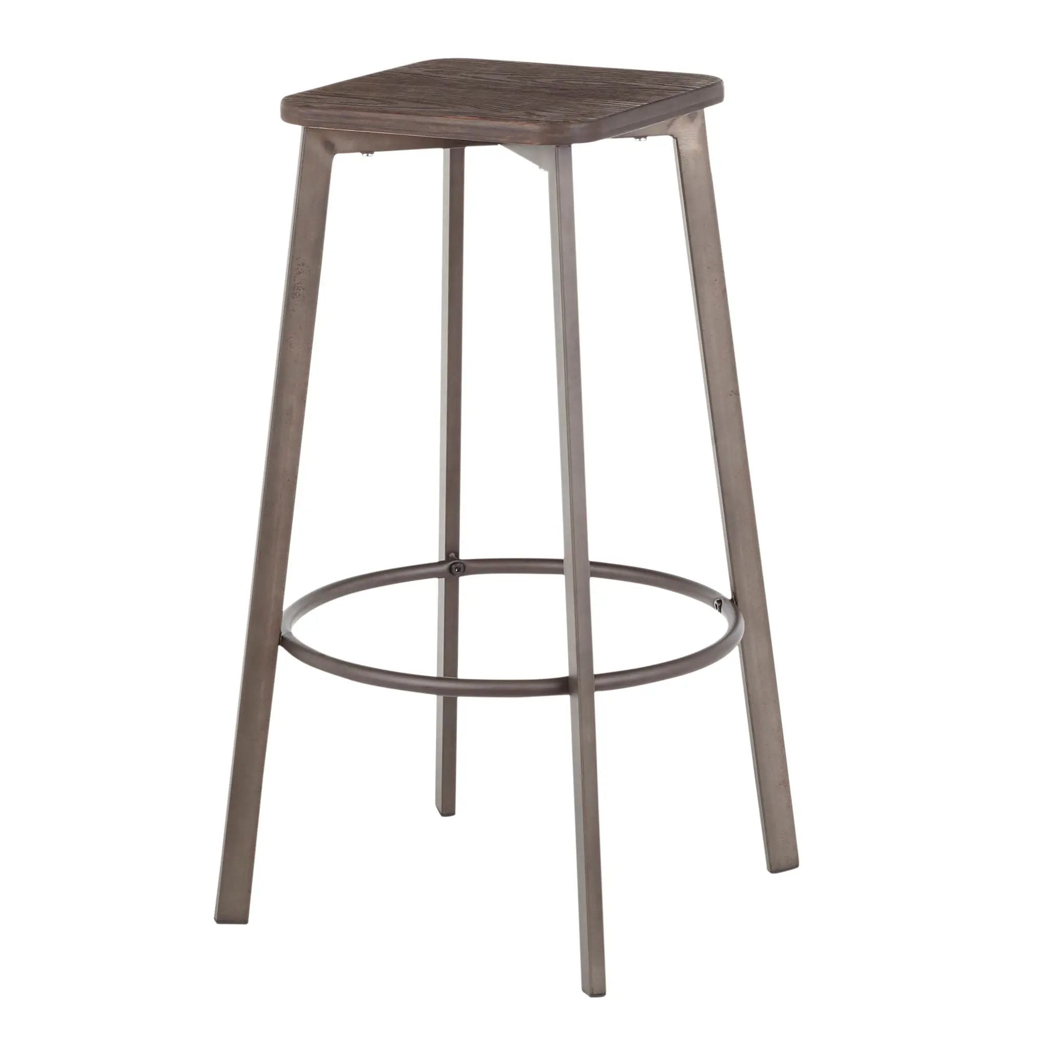 Clara - Industrial Square Barstool (Set of 2) - Espresso by HouseOfZazla
