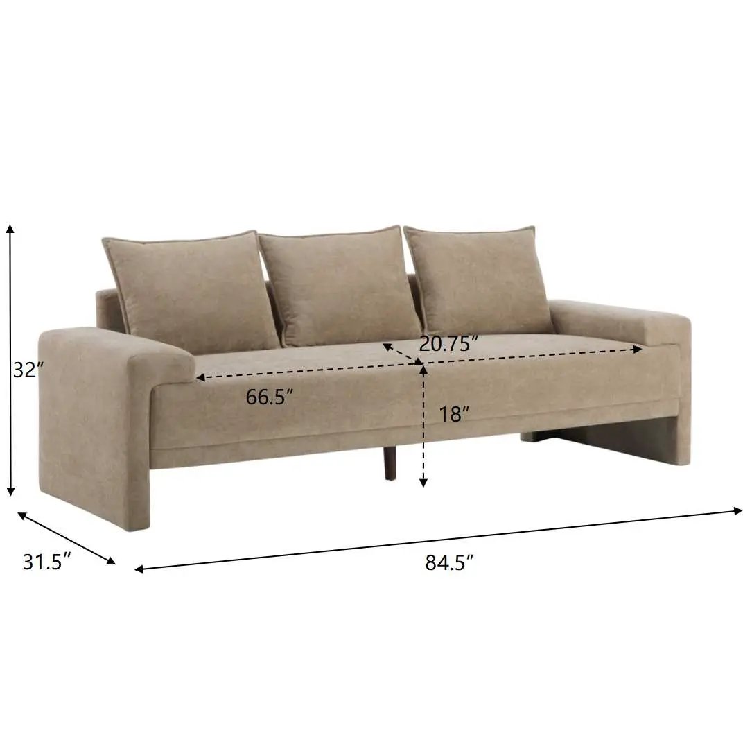 Algora 84.5 in. 3 Seater Modern Upholstered Velvet Sofa, Nomad by HouseOfZazla