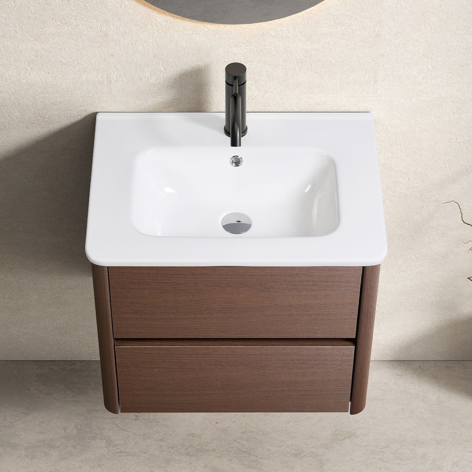 Wall Mounted Bathroom Vanity With Soft Close Drawer - Black Brown by HouseOfZazla