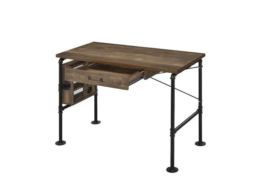Endang - Writing Desk - Weathered Oak & Black by Unique Piece Furniture