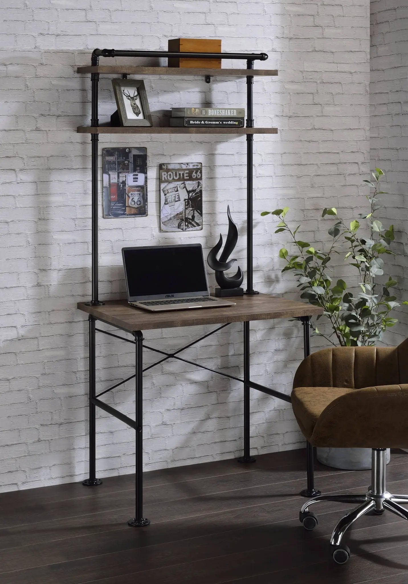 Ensata Rustic Writing Desk - Black / Oak by HouseOfZazla