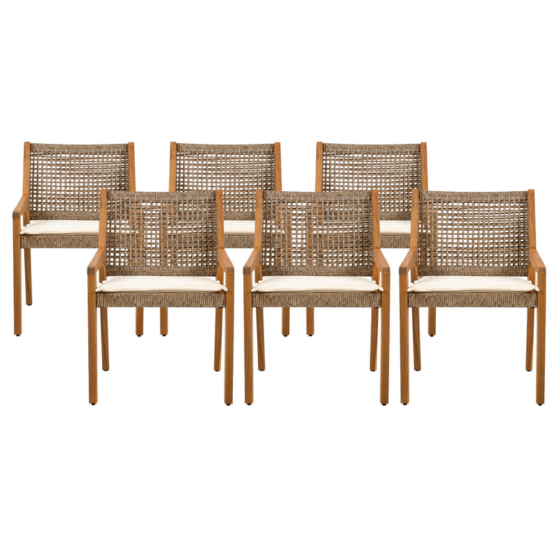 Outdoor Dining Chair - Acacia Wood & Wicker by HouseOfZazla