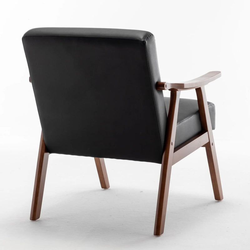 Mid Century Modern Accent Chair With Solid Wood Frame And Extra Thick Backrest by HouseOfZazla