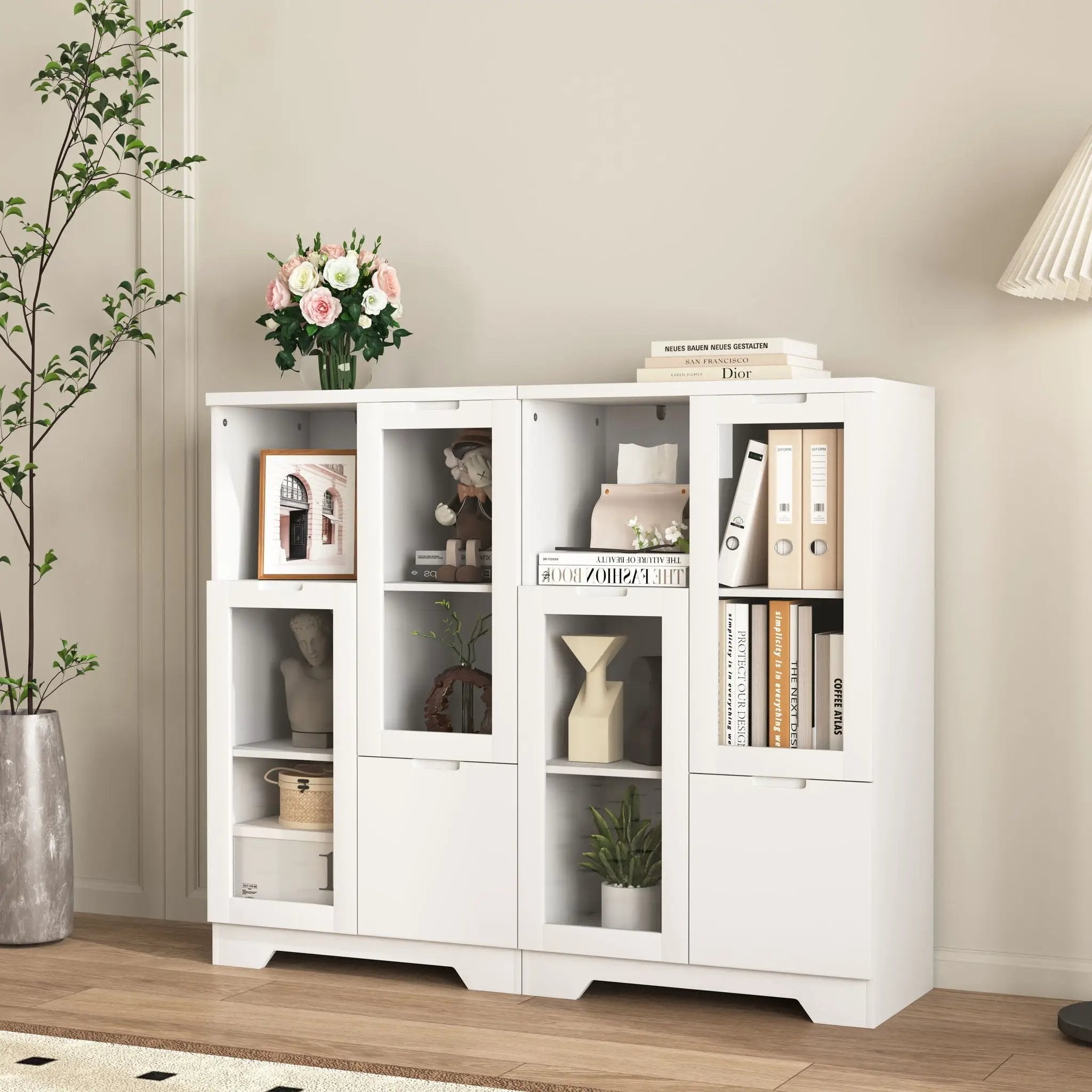 Modern Cabinet With Glass Doors And Drawer by Unique Piece Furniture