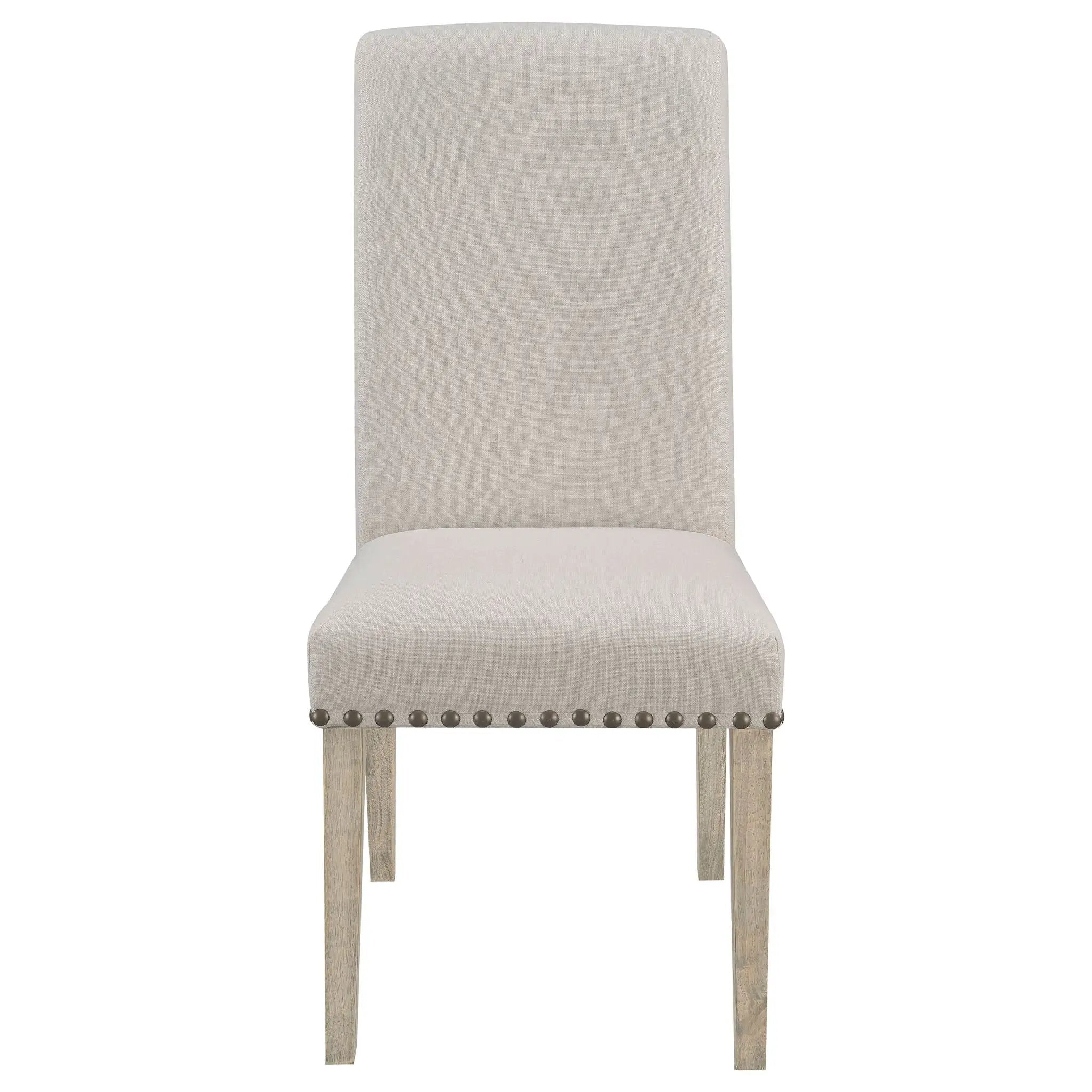 Upholstered Dining Chair With Rolled Edge Seat Back (Set of 2) - Beige by HouseOfZazla
