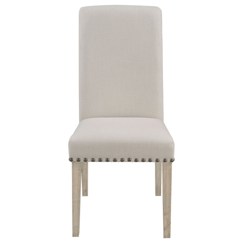 Upholstered Dining Chair With Rolled Edge Seat Back (Set of 2) - Beige by HouseOfZazla