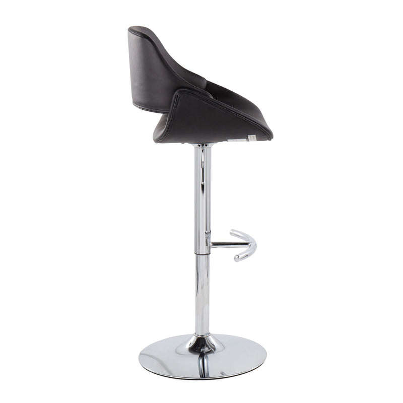 Fabrico - Contemporary Adjustable Bar Stool With Rounded T Footrest (Set of 2) by Unique Piece Furniture