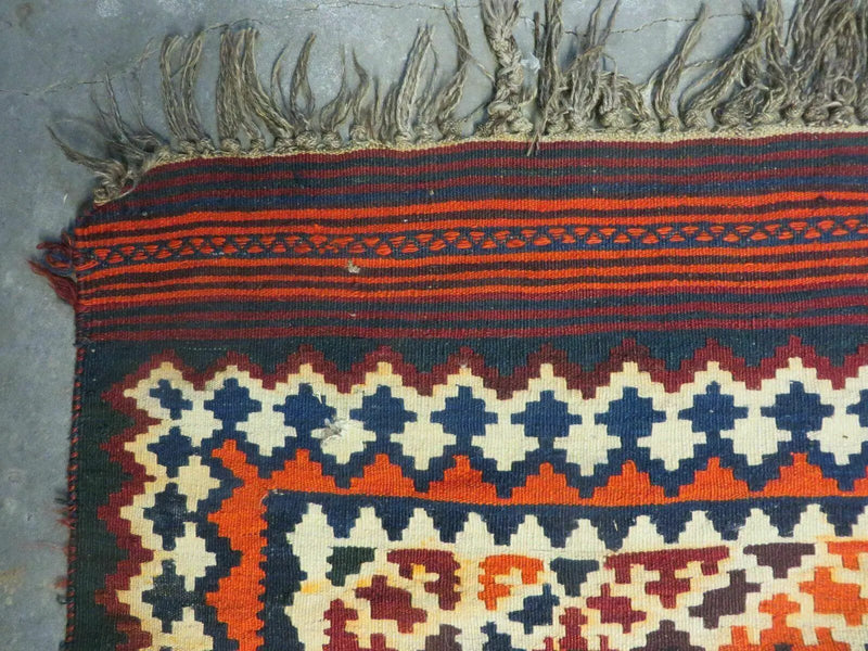 5' X 10' Antique Turkish Kilim Handmade Flat Weave Wool Rug Red Colorful Veg Dye Bohemian Boho Chic Tribal Style And Design by Jewel Rugs