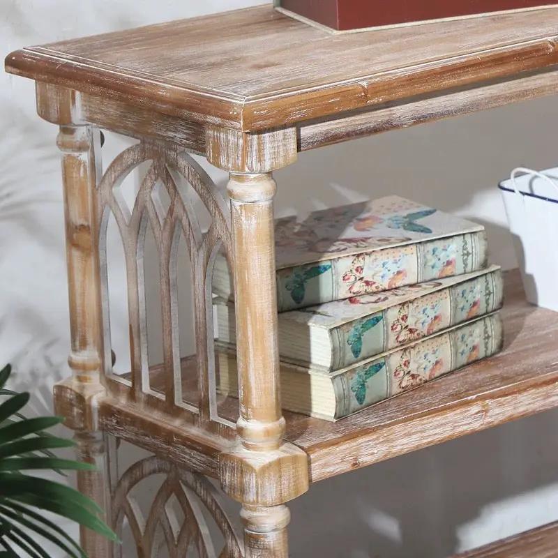 Rustic 3-Tier Console Table with Gothic-Inspired Details by HouseOfZazla