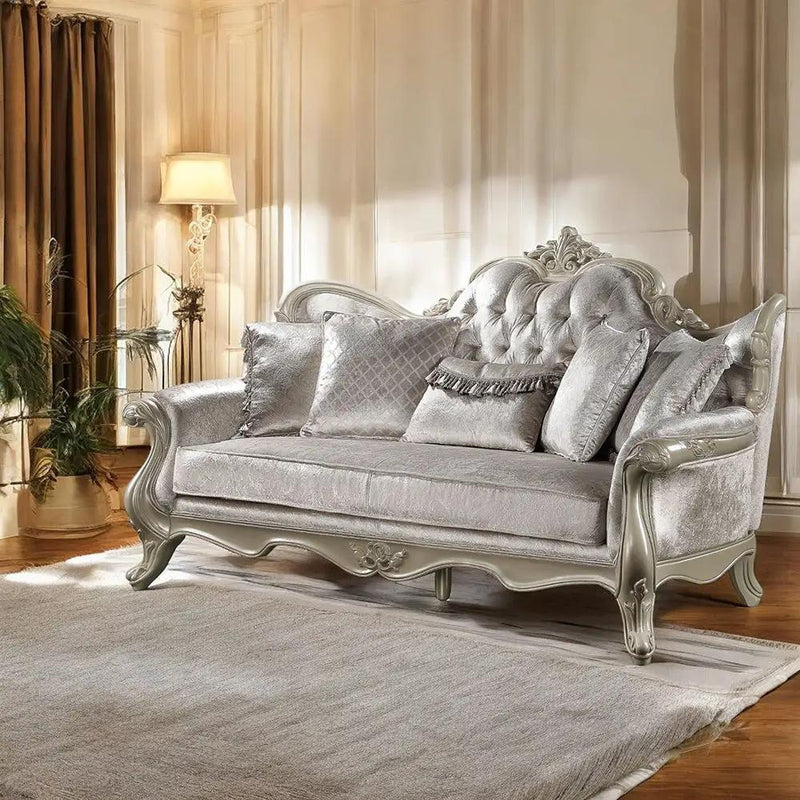Libertee - Sofa With 5 Pillows - Beige Fabric & Champagne by Unique Piece Furniture