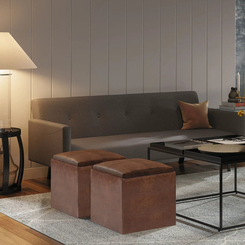 Rockwood - Upholstered Cube Storage Ottoman With Tray by Unique Piece Furniture