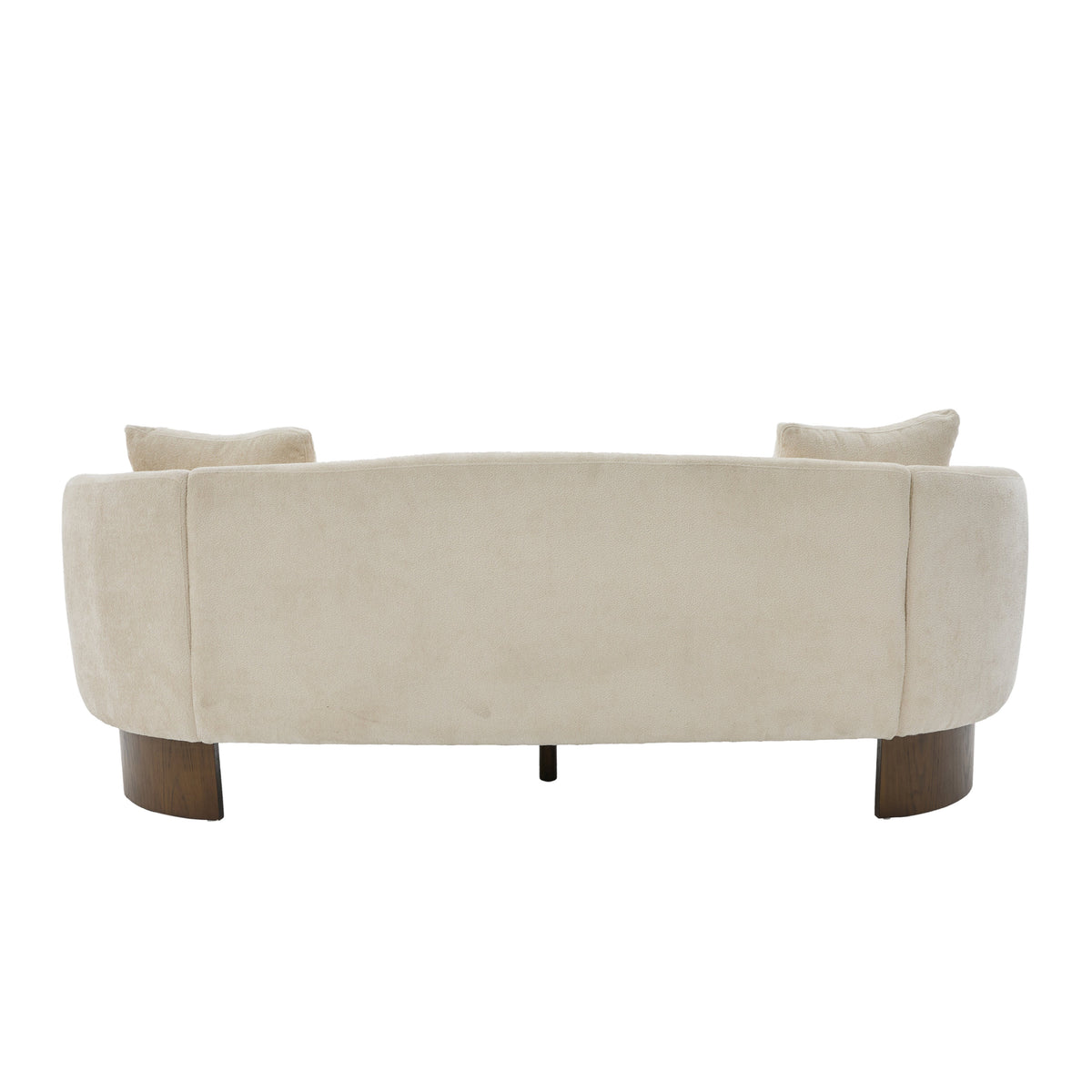 81 in. Curved Boucle Sofa with Wooden Base - Boucle Upholstery, photo 4 of 10